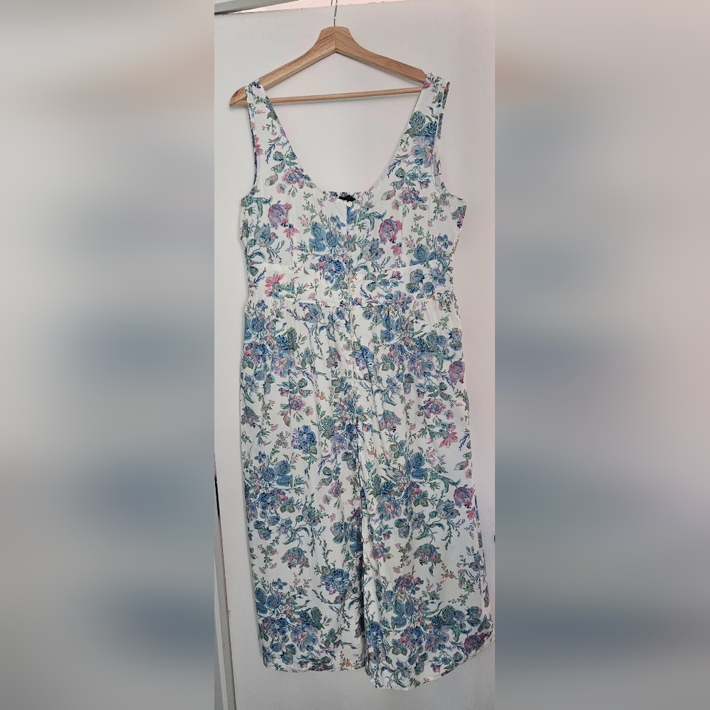 J. Crew White Floral Maxi Dress with Blue and Green Print - Picture 3 of 6